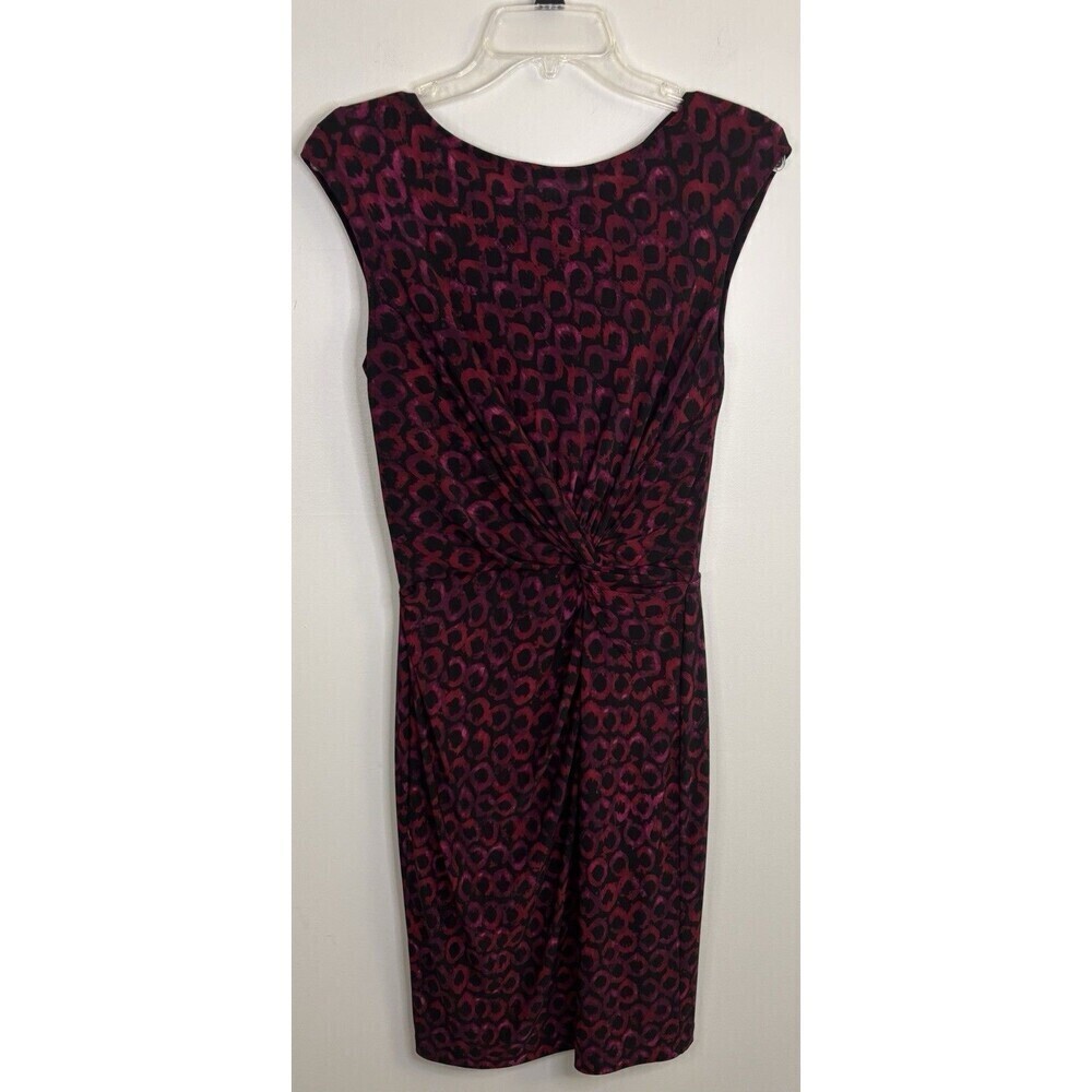 LAUREN RALPH LAUREN Twist Knot Cap Sleeve Geometric Print Dress Women 12 Lined